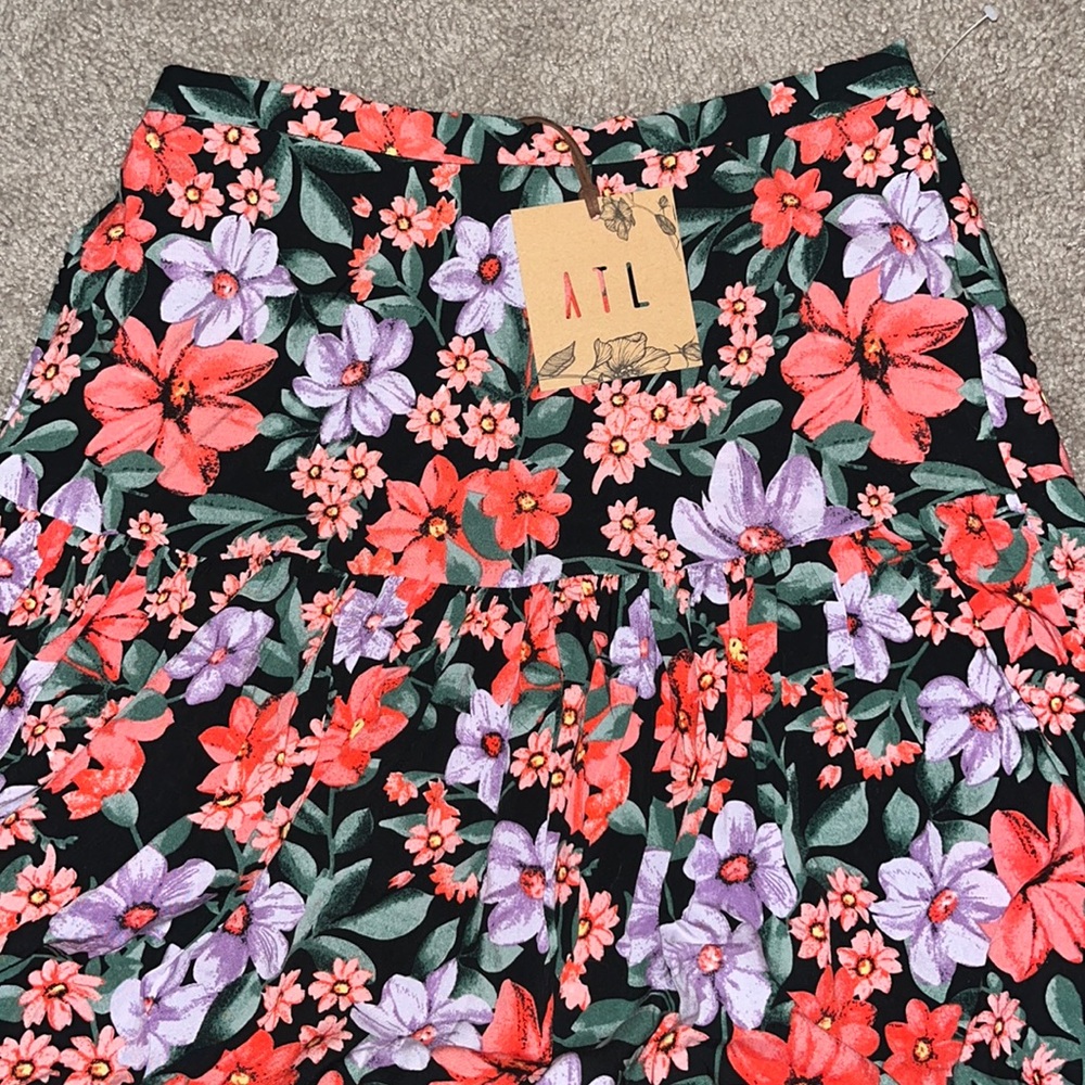 Anthropologie Abel The Label Calla Floral Print Mauve Lillac Maxi Skirt Size S